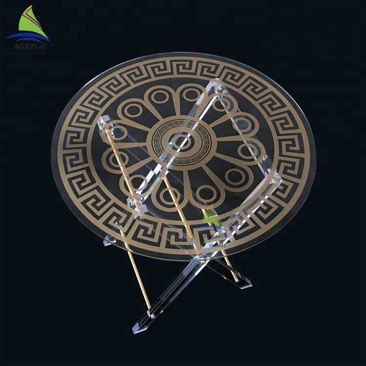 環境の注文のアクリルの家具の丸型の金色の折り畳み式の屋外のアクリルのテーブル