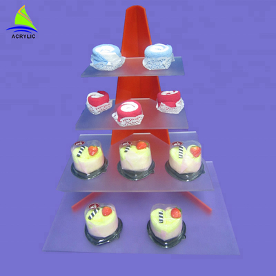 注文のアクリルのケーキの皿のカップケーキの立場によってカスタマイズされる厚さのセリウムの証明